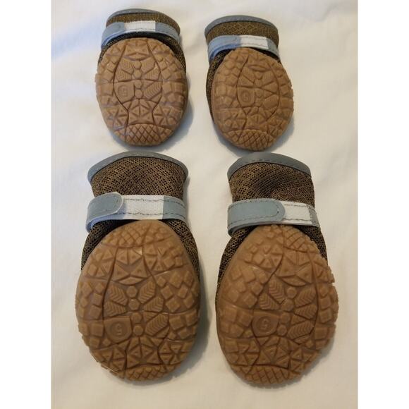 HCpet Small Dog Boots #5 Strap & Zip-Close Brown Mesh.Rubber Soles NEW 22-27.6# - Picture 2 of 10